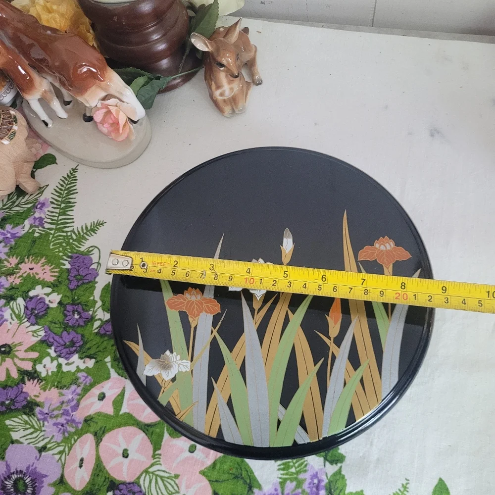 Vintage Otagiri Lacquer Box Lidded Floral Divided Insert Japan - Picture 12 of 14